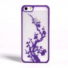 iPhone SE 5 5s - Carved Plum Blossom Pattern Matte PC Hard Protective Cover Case - Purple